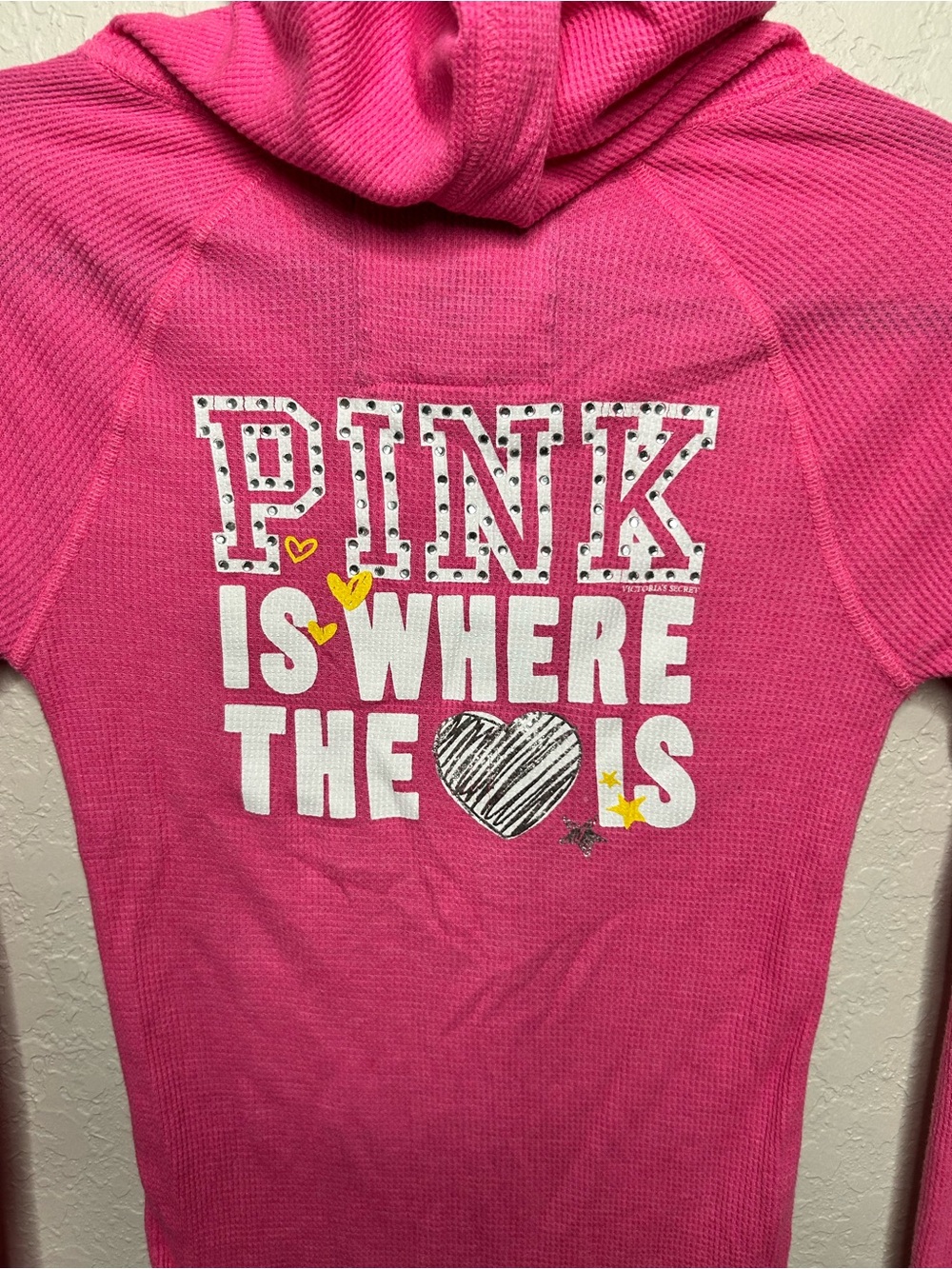 PINK Victoria’s Secret Y2K Thermal Hoodie Top size S - Picture 6 of 12